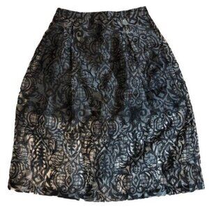 ASOS Midi Semi Sheer Skirt Black Gray Sheer Gothic Sz 4 Womens Cool Alternative